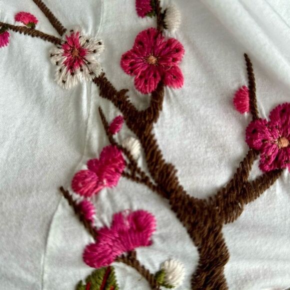 Johnny Was JWLA Floral Embroidered White Mini Tank Dress Top L - Picture 4 of 6